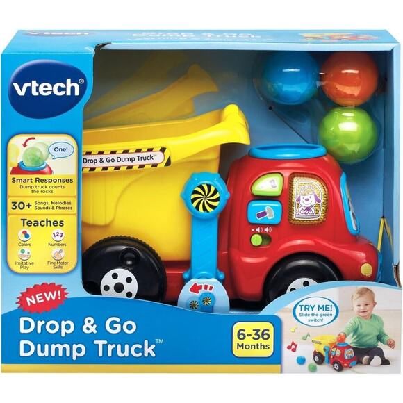 VTech Drop & Go Dump Truck Yellow Learning Toy Educational - Picture 1 of 14